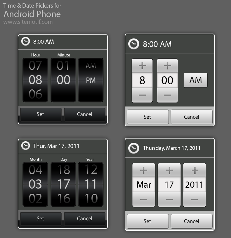 Android Time and Date Controls